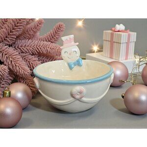 New White / Pink / Blue Frosty The Snowman Peppermint Candy Kitchen Salad Bowl